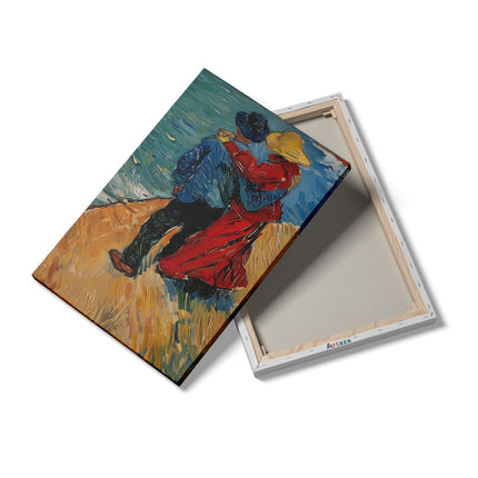 Canvas schilderij details Kunstwerk van een Stel dat op het Strand loopt