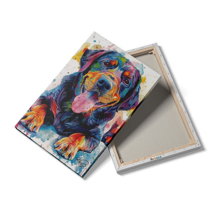 Canvas schilderij details Kleurrijk Kunstwerk van een Rottweilerhond