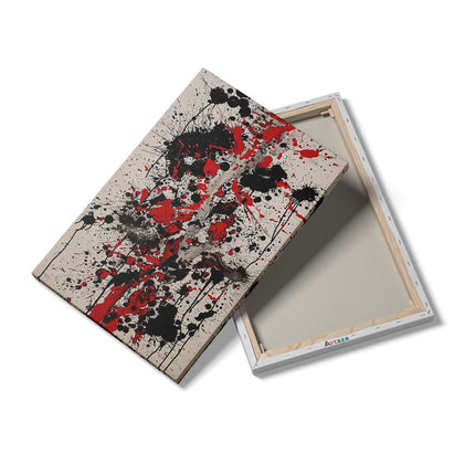 Canvas schilderij details Kunstwerk met Rode en Zwarte Verfspatten