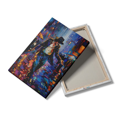 Canvas schilderij details Kunstwerk van Michael Jackson die Danst in de Regen