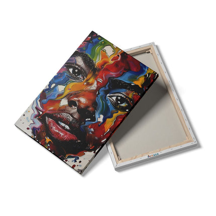 Canvas schilderij details Kleurrijk Kunstwerk van het Gezicht van een Vrouw