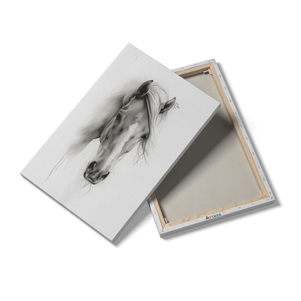 Canvas schilderij details Zwart Wit Tekening van het Hoofd van een Paard