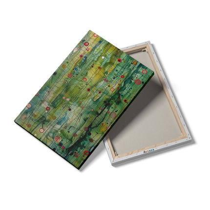Canvas schilderij details Groen Kunstwerk met veel Stippen Erop