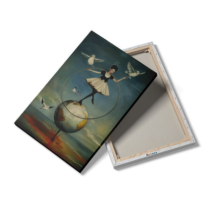 Canvas schilderij details Meisje Balancerend op een Hoelahoep