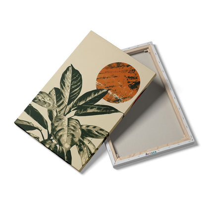 Canvas schilderij details Plant met een Zon op de Achtergrond