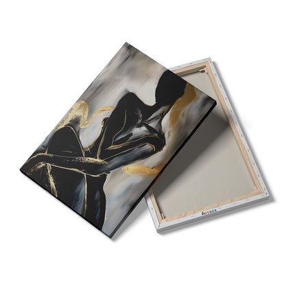 Canvas schilderij details Zwart en Goud Kunstwerk van een Vrouw