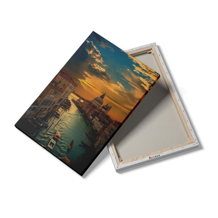 Canvas schilderij details Het Grote Kanaal in Venetië bij Zonsondergang