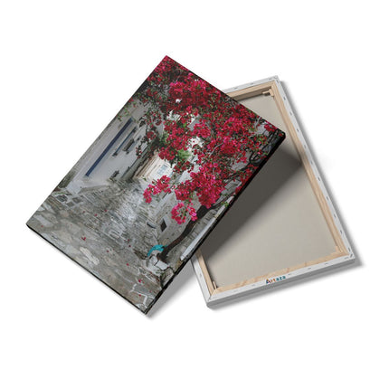 Canvas schilderij details Straatje met Bloemen