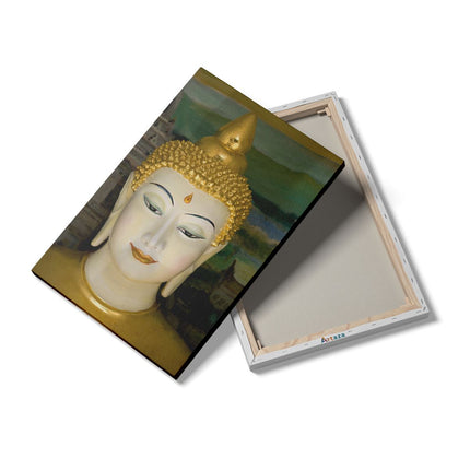 Canvas schilderij details Gouden Boeddha Hoofd