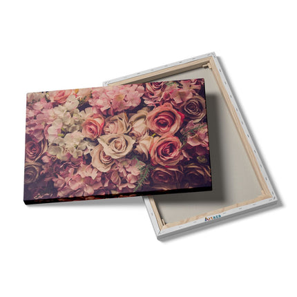 Canvas schilderij details Roze Rozen Achtergrond - Retro - Bloemen