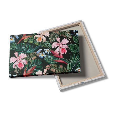 Canvas schilderij details Getekende Tropische Bloemen - Abstract