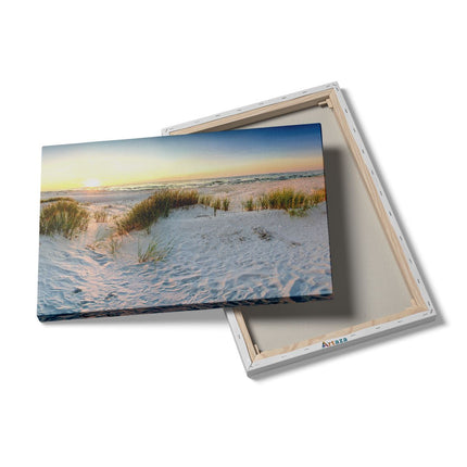 Canvas schilderij details Strand En Duinen Tijdens Zonsondergang