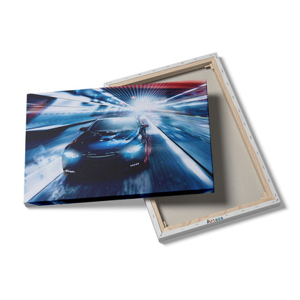 Canvas schilderij details Zwarte Sportwagen Auto - Abstract