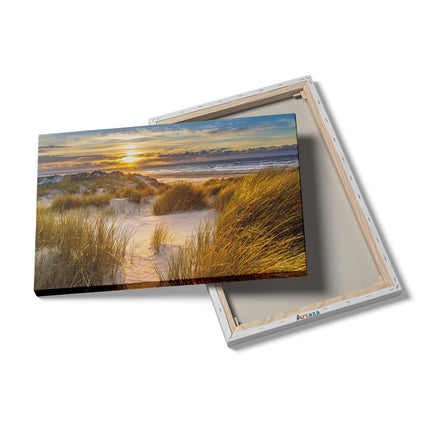 Canvas schilderij details Strand En Duinen Tijdens Zonsondergang