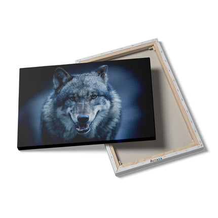 Canvas schilderij details Wolvenkop Met Blauwe Ogen - Wolf