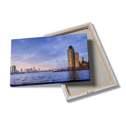 Canvas schilderij details Rotterdamse Skyline Aan Het Water