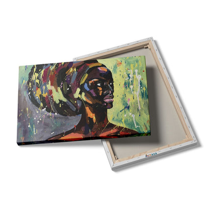 Canvas schilderij details Getekende Afrikaanse Vrouw - Abstract