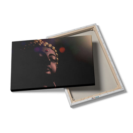 Canvas schilderij details Boeddha Beeld Met Gouden Sierraden