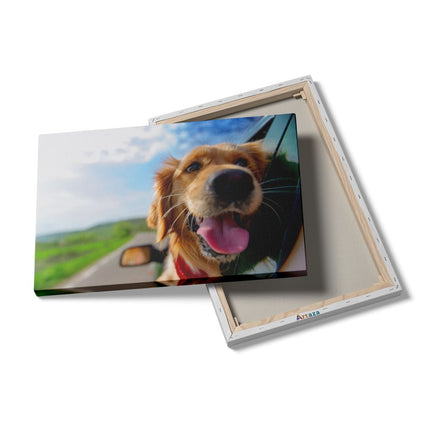 Canvas schilderij details Golden Retriever Hond Uit Een Auto Raam