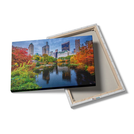 Canvas schilderij details Kleurrijke Central Park Tijdens De Herfst