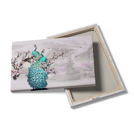 Canvas schilderij details Twee Blauwe Pauwen - Abstract