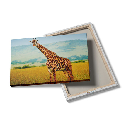 Canvas schilderij details Giraffe In Het Veld