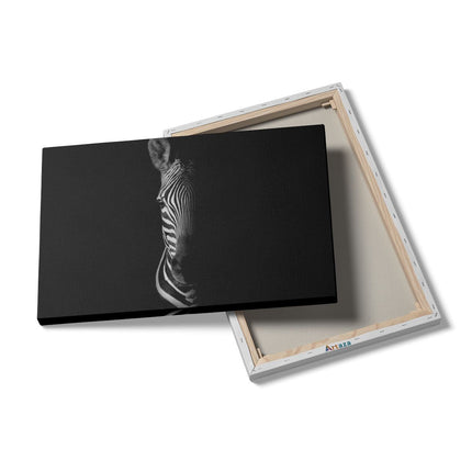 Canvas schilderij details Halve Zebra - Zwart Wit