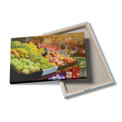 Canvas schilderij details Vers Fruit Op De Markt