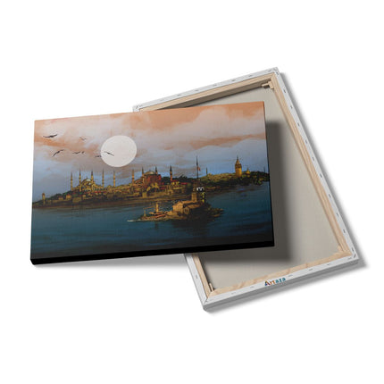 Canvas schilderij details Illustratie Van De Maiden's Tower In Istanbul