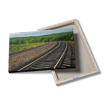 Canvas schilderij details Rails Spoorwegen In Een Bocht
