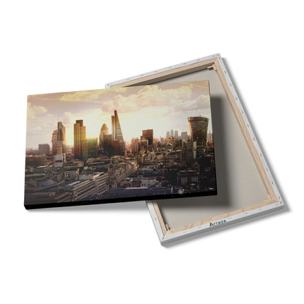 Canvas schilderij details Londen bij Zonsondergang in een Moderne Wijk