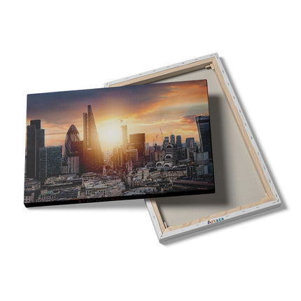 Canvas schilderij details Londen Stad bij Zonsopgang