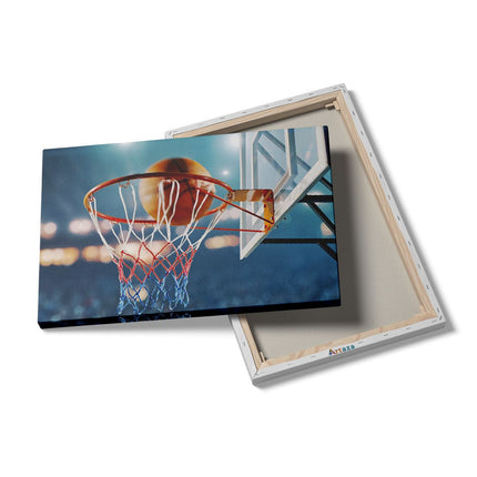 Canvas schilderij details Basketbal in Ring - Hoepel - Bord