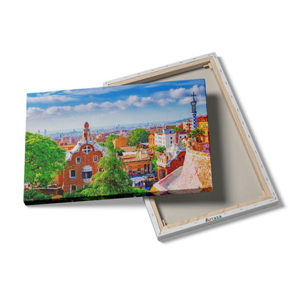 Canvas schilderij details Park Güell in Barcelona - Kleurrijk