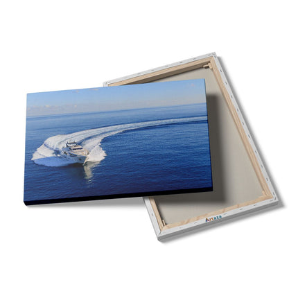 Canvas schilderij details Jachtboot op het Water in een Bocht