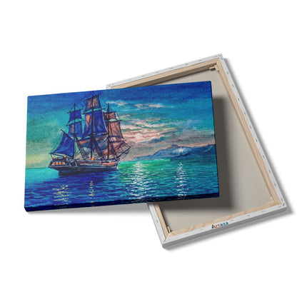 Canvas schilderij details Oude Piratenschip Zeilboot Getekend