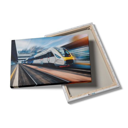 Canvas schilderij details Trein bij het Station