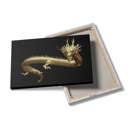Canvas schilderij details Gouden Draak