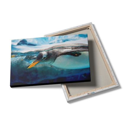 Canvas schilderij details Pinguïn Zwemt Onder Water