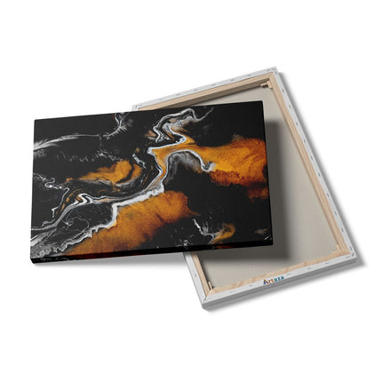 Canvas schilderij details Abstracte Kunst van Zwarte Gouden Verf