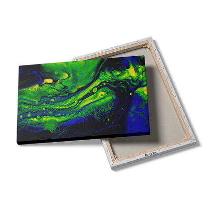 Canvas schilderij details Abstracte Kunst Blauw met Groen