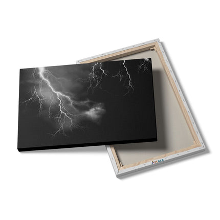 Canvas schilderij details Blikseminslagen - Onweer - Zwart Wit