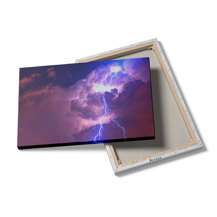 Canvas schilderij details Blikseminslag tussen de Wolken - Onweer