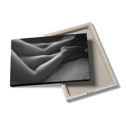 Canvas schilderij details Seks in Bed - Man en Vrouw - Zwart Wit