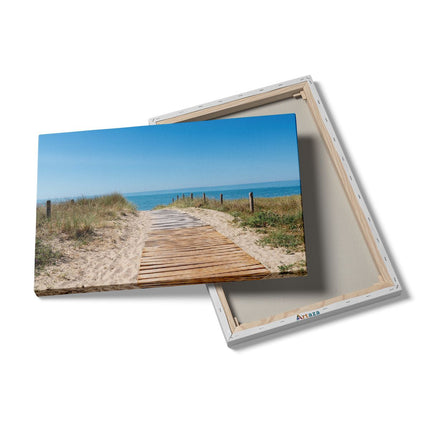 Canvas schilderij details Voetpad in De Duinen met Zee op de Achtergrond