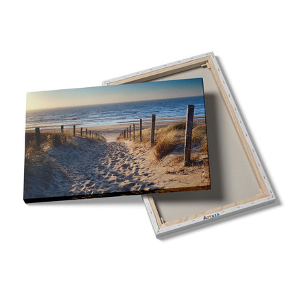 Canvas schilderij details Voetpad in de Duinen met Strand en Zee