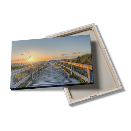Canvas schilderij details Voetpad met Zee en Vogels