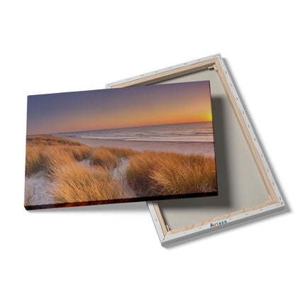 Canvas schilderij details Strand en Zee met Zonsondergang