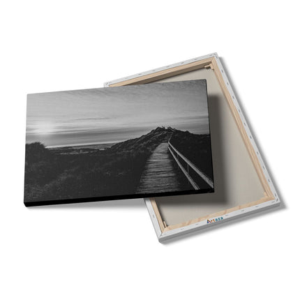 Canvas schilderij details Lange Voetpad door de Duinen - Zwart Wit