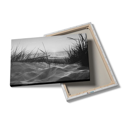 Canvas schilderij details Duinen met Strand en Zee - Zwart Wit